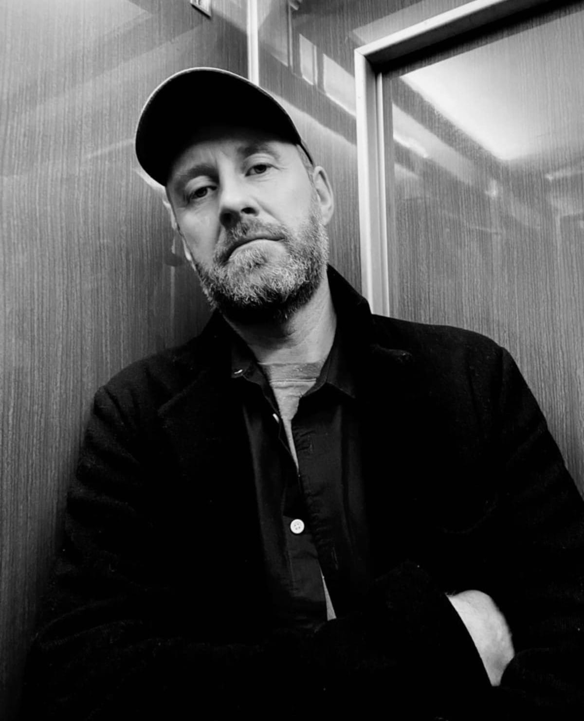 Black and White portrait of DJ Andy Bainbridge
